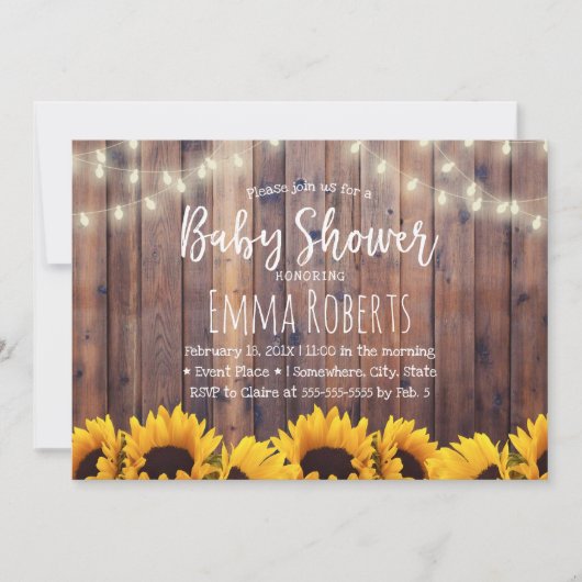 Baby shower Robuuste zonnebloemen en strijklichten Kaart (Voorkant)