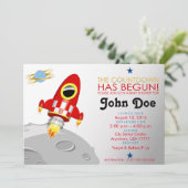 baby shower 'Rocket Ship' 5x7 Uitnodiging (Staand voorkant)