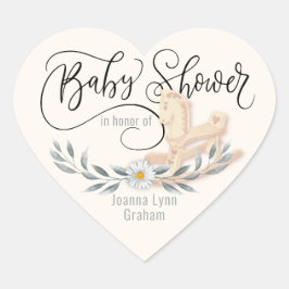 Baby shower Rocking Horse - Gepersonaliseerd Hart Sticker
