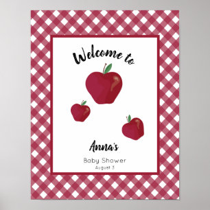 Baby shower rode appel welkom poster