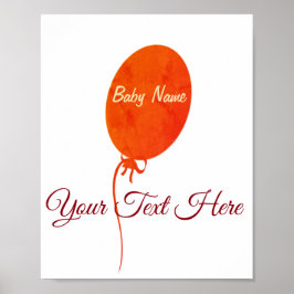 Baby shower Rode ballon Heart Bow Baby Poster