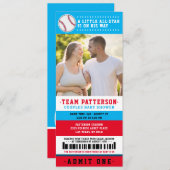 Baby shower Rode blauwe Baseball Ticket Couples Fo Kaart (Voorkant / Achterkant)