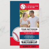Baby shower Rode blauwe Baseball Ticket Couples Fo Kaart (Voorkant / Achterkant)