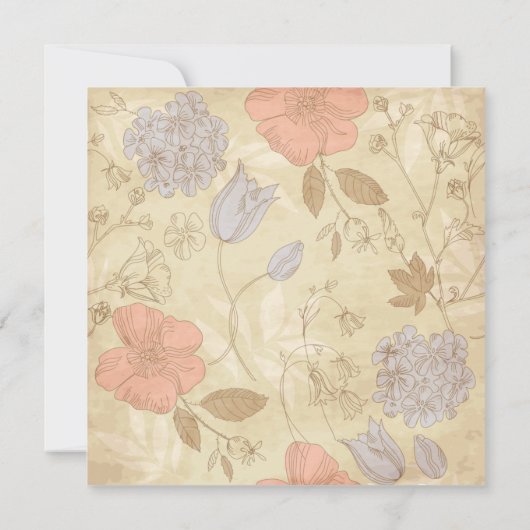 Baby shower  rode en paarse bloemen kaart (Achterkant)