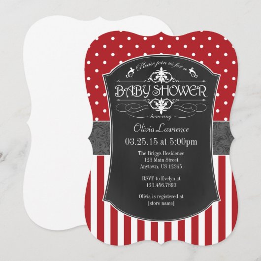 Baby shower Rode grijze scheurplanken inviite Kaart (Voorkant / Achterkant)