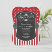 Baby shower Rode grijze scheurplanken inviite Kaart (Staand voorkant)