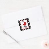 Baby shower Rode Koets & Polka Dots Vierkante Sticker (Envelop)