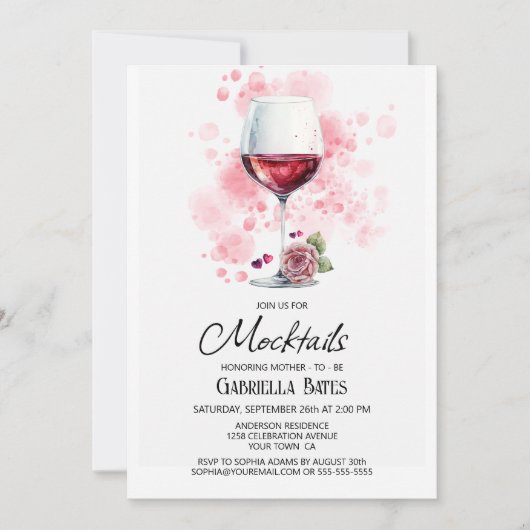 Baby shower rode wijn kaart (Voorkant)