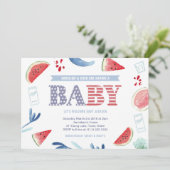 Baby shower rode witte blauwe keukenparen kaart (Staand voorkant)