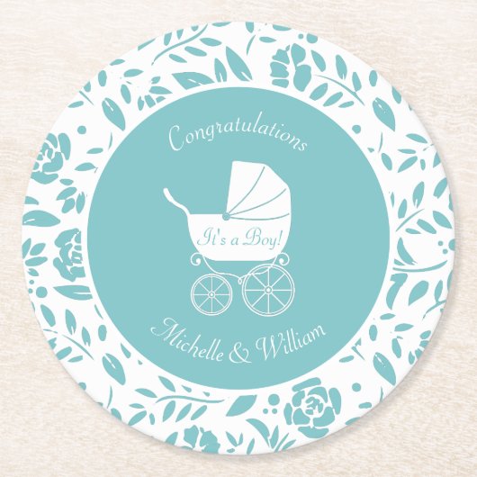  Baby shower Ronde Kartonnen Onderzetter (Voorkant)