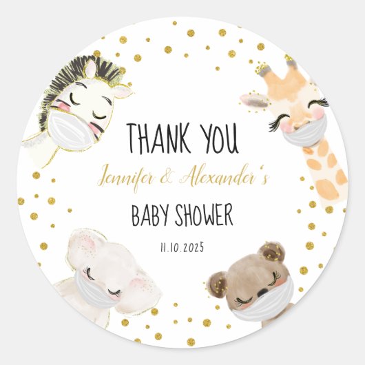 Baby shower ronde sticker (Voorkant)