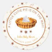 Baby Shower Ronde Sticker met Cutie Pie (Voorkant)
