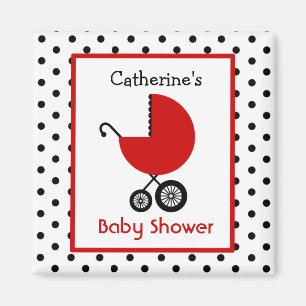 baby shower - Rood vervoer en wandelwand Magneet