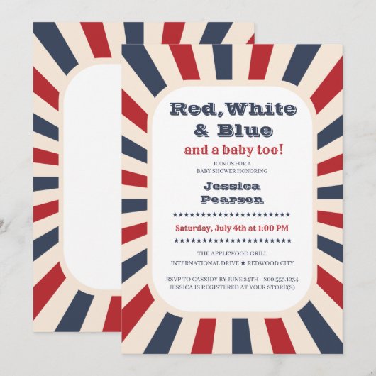  Baby shower rood wit en blauw Kaart (Voorkant / Achterkant)