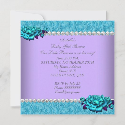 Baby shower Roos 4a Kaart (Achterkant)