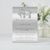 Baby shower Roos ballon Elephant Girl Boy Silver Kaart (Staand voorkant)