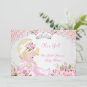  Baby shower Roos Floral roze harten C Kaart (Staand voorkant)