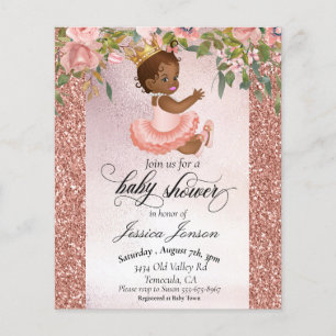 Baby shower Roos Gold African American Invitation