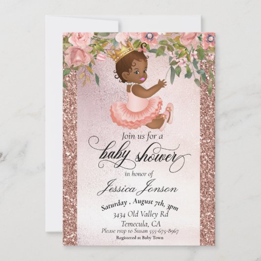 Baby shower Roos Gold African American Kaart (Voorkant)
