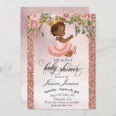 Baby shower Roos Gold African American Kaart (Voorkant / Achterkant)