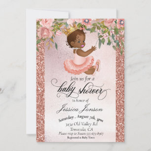 Baby shower Roos Gold African American Kaart