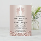 Baby shower Roos Gold Baby Moderne Floral Kaart (Staand voorkant)