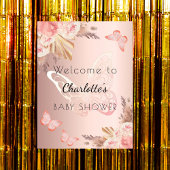 Baby shower roos Gold Blush Butterfly Welkom Poster