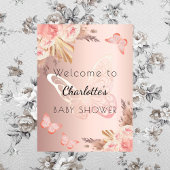 Baby shower roos Gold Blush Butterfly Welkom Poster