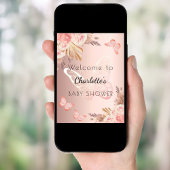 Baby shower roos Gold Blush Butterfly Welkom Poster