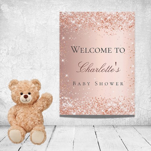 Baby shower roos Gold Blush Pink Welkom Poster
