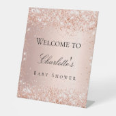 Baby shower roos Gold Blush Welkom Reclamebord Met Voetstuk (Voorkant)