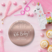 baby shower Roos Gold Glitter - Aangepast Papieren Bordje (Feest)