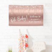 baby shower Roos Gold Glitter Welkom Spandoek (Insitu)