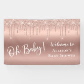 baby shower Roos Gold Glitter Welkom Spandoek (Horizontaal)