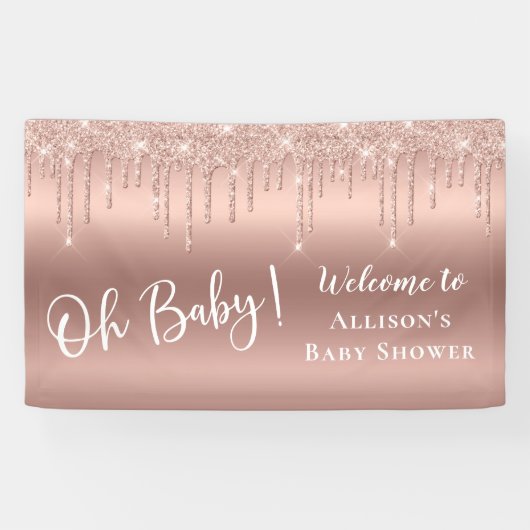 baby shower Roos Gold Glitter Welkom Spandoek (Horizontaal)