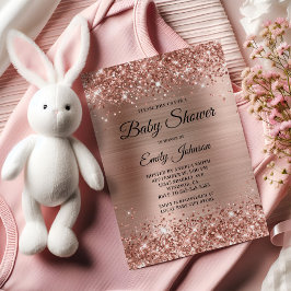 Baby shower Roos Gold Glittery Folie Fancy Script Kaart