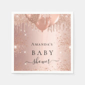 Baby shower roos goud glitter ballons meisje servet (Voorkant)