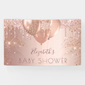 Baby shower roos goud glitter ballons meisje spandoek (Horizontaal)