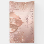 Baby shower roos goud glitter ballons meisje spandoek (Verticaal)