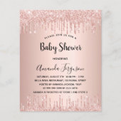 Baby shower roos goud glitter budget uitnodiging flyer (Voorkant)