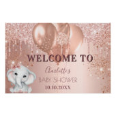 Baby shower roos goud glitter olifant meisje perfect poster (Voorkant)