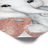 Baby shower roos goud glitter olifant meisje perfect poster (Hoek)