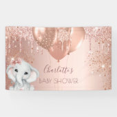 Baby shower roos goud glitter olifant meisje spandoek (Horizontaal)
