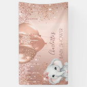 Baby shower roos goud glitter olifant meisje spandoek (Verticaal)