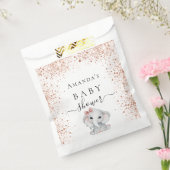 Baby shower roos goud glitterolifantenballonnen bedankzakje (Gezegeld)
