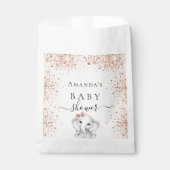 Baby shower roos goud glitterolifantenballonnen bedankzakje (Voorkant)