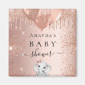 Baby shower roos goud glitterolifantenballonnen magneet (Voorkant)