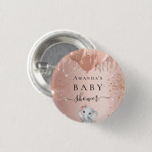 Baby shower roos goud glitterolifantenballonnen ronde button 3,2 cm (Voorkant /achterkant)