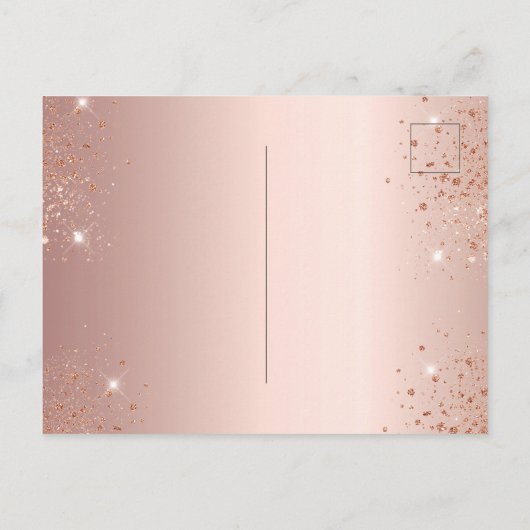 Baby shower roos goud glitterolifantenballonnen uitnodiging briefkaart (Achterkant)
