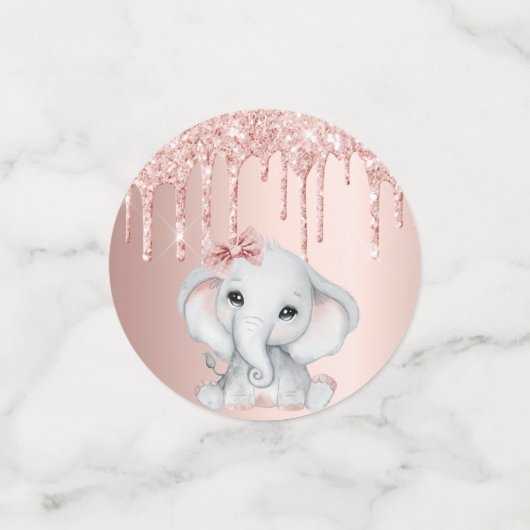 Baby shower roos goud schattig olifantenmeisje confetti (Kleine voorkant)